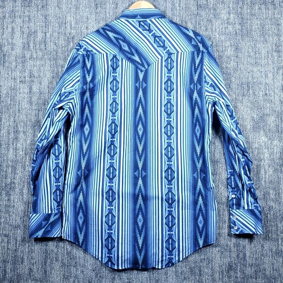 Rock & Roll Denim Pearl Snap Men’s M Aztec Western Southwest Rodeo Cowboy - Picture 11 of 14